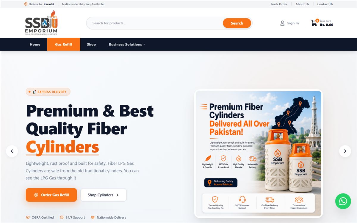 SSB Emporium website built by MetOrbix